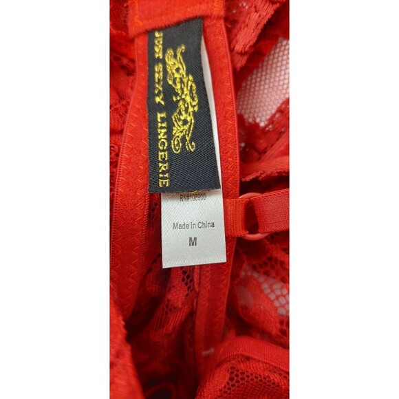 Just Sexy Lingerie Women's Size Medium Babydoll Red Keyhole Lace Nightie Panties - Picture 13 of 16